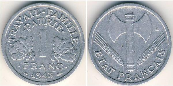 1 Франк Vichy France (1940-1944) Алюміній 