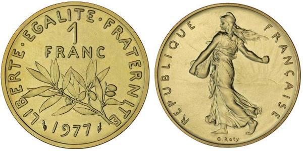1 Франк French Fifth Republic (1958 - ) Золото 