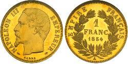 1 Франк Second French Empire (1852-1870) Золото Наполеон ІІІ Бонапарт (1808-1873)