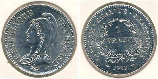 1 Франк French Fifth Republic (1958 - ) Нікель 