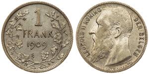 1 Франк Бельгия Серебро Леопольд II (1835 - 1909)