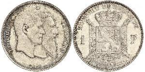 1 Франк Бельгия Серебро Леопольд II (1835 - 1909)