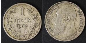1 Франк Бельгия Серебро Леопольд II (1835 - 1909)