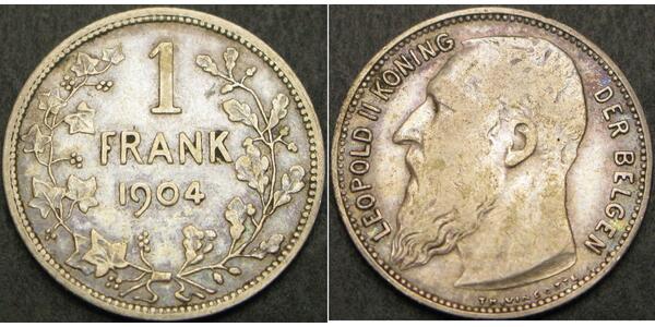 1 Франк Бельгия Серебро Леопольд II (1835 - 1909)