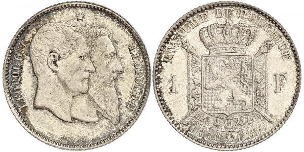 1 Франк Бельгия Серебро Леопольд II (1835 - 1909)
