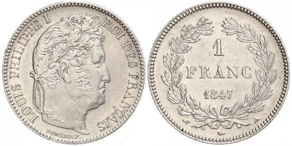 1 Франк Июльская монархия (1830-1848) Серебро Луи-Филипп I (1773 -1850)