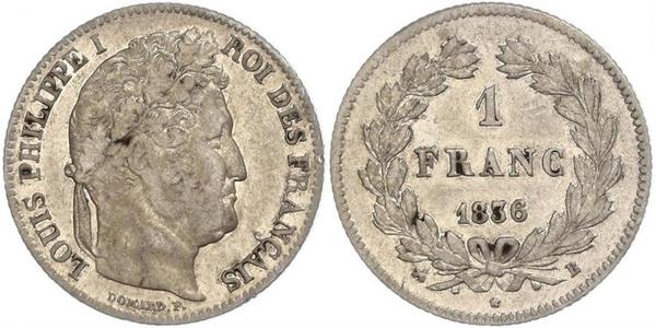 1 Франк Июльская монархия (1830-1848) Серебро Луи-Филипп I (1773 -1850)