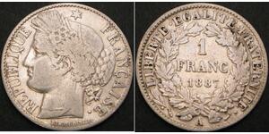 1 Франк Третья французская республика (1870-1940)  Серебро 