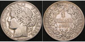 1 Франк Третья французская республика (1870-1940)  Серебро 