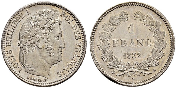 1 Франк July Monarchy (1830-1848) Срібло Луі-Філіп I (1773 -1850)