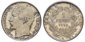 1 Франк Second French Empire (1852-1870) Срібло Наполеон ІІІ Бонапарт (1808-1873)