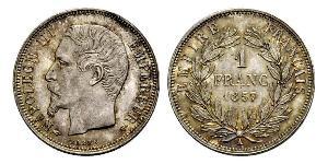 1 Франк Second French Empire (1852-1870) Срібло Наполеон ІІІ Бонапарт (1808-1873)