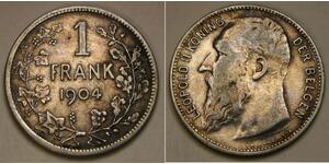 1 Франк Бельгія Срібло Леопольд II (1835 - 1909)
