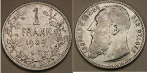 1 Франк Бельгія Срібло Леопольд II (1835 - 1909)