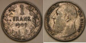 1 Франк Бельгія Срібло Леопольд II (1835 - 1909)