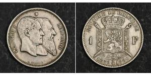 1 Франк Бельгія Срібло Леопольд II (1835 - 1909)