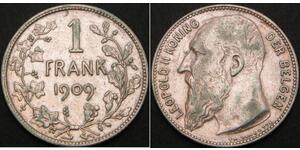 1 Франк Бельгія Срібло Леопольд II (1835 - 1909)
