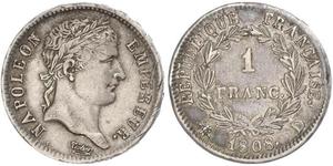 1 Франк Перша Французька імперія (1804-1814) Срібло 