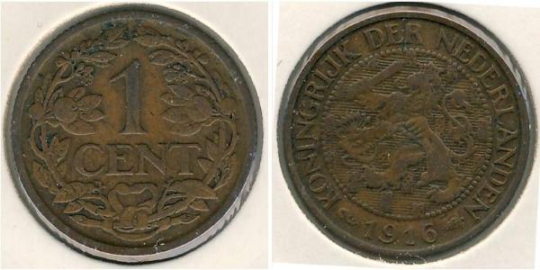 1 Цент Королівство Нідерланди (1815 - ) Бронза Вільгельміна (королева Нідерландів)(1880 - 1962)