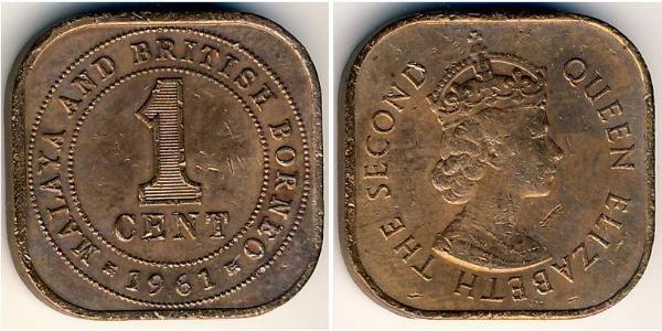 1 Цент Малайская Федерация (1948 - 1963) Бронза Елизавета II (1926-2022)