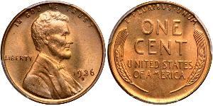 1 Цент США (1776 - ) Бронза Авраам Линкольн (1809-1865)