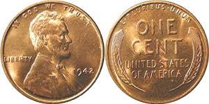 1 Цент США (1776 - ) Бронза Авраам Линкольн (1809-1865)