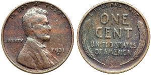 1 Цент США (1776 - ) Бронза Авраам Лінкольн (1809-1865)