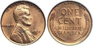 1 Цент США (1776 - ) Бронза Авраам Линкольн (1809-1865)