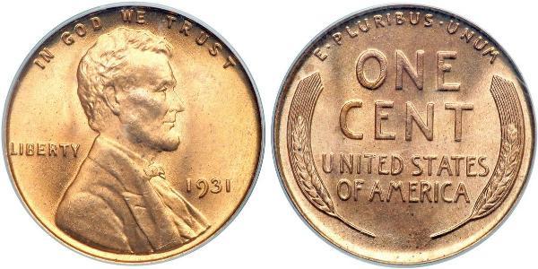 1 Цент США (1776 - ) Бронза Авраам Линкольн (1809-1865)