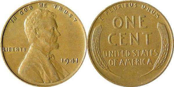 1 Цент США (1776 - ) Бронза Авраам Линкольн (1809-1865)