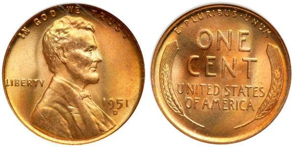 1 Цент США (1776 - ) Бронза Авраам Линкольн (1809-1865)