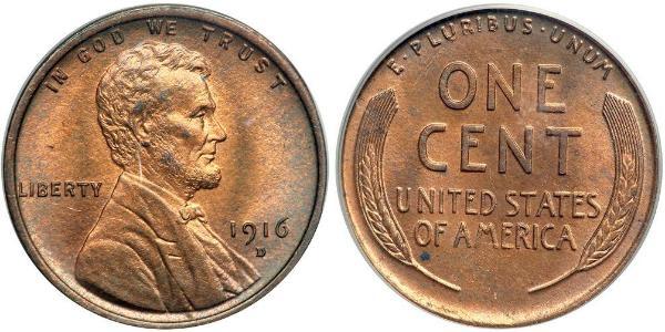 1 Цент США (1776 - ) Бронза Авраам Линкольн (1809-1865)