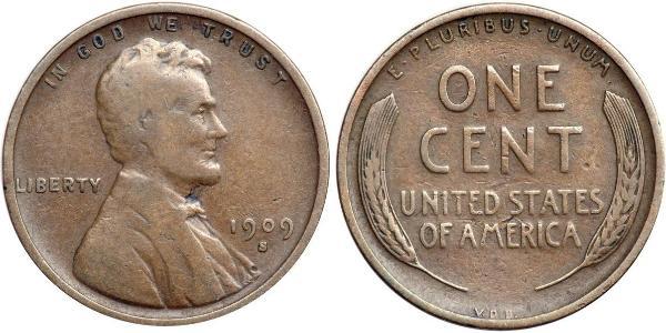 1 Цент США (1776 - ) Бронза Авраам Лінкольн (1809-1865)