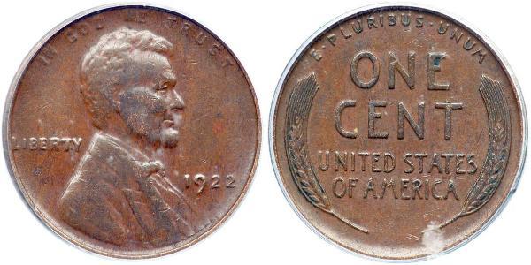 1 Цент США (1776 - ) Бронза Авраам Линкольн (1809-1865)