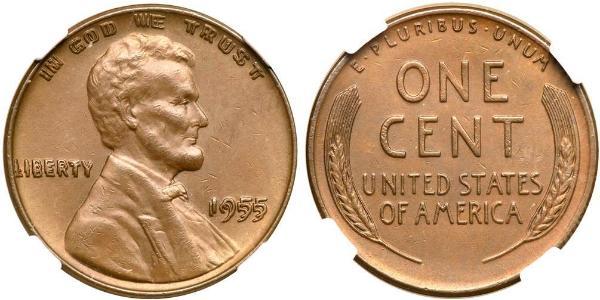 1 Цент США (1776 - ) Бронза Авраам Линкольн (1809-1865)