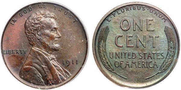 1 Цент США (1776 - ) Бронза Авраам Линкольн (1809-1865)