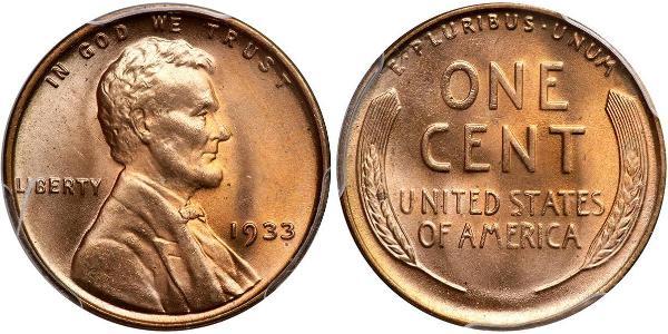 1 Цент США (1776 - ) Бронза Авраам Линкольн (1809-1865)