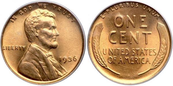 1 Цент США (1776 - ) Бронза Авраам Линкольн (1809-1865)