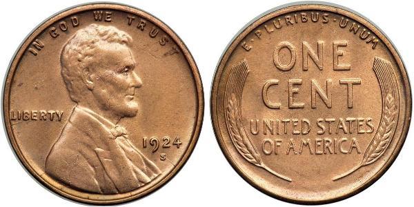 1 Цент США (1776 - ) Бронза Авраам Линкольн (1809-1865)