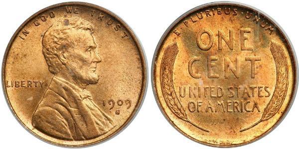 1 Цент США (1776 - ) Бронза Авраам Линкольн (1809-1865)