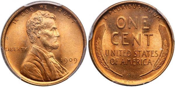 1 Цент США (1776 - ) Бронза Авраам Линкольн (1809-1865)