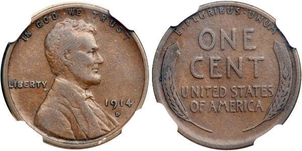 1 Цент США (1776 - ) Бронза Авраам Линкольн (1809-1865)