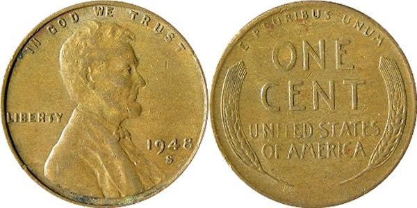 1 Цент США (1776 - ) Бронза Авраам Линкольн (1809-1865)