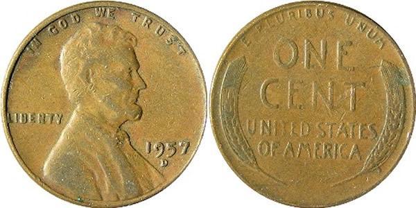 1 Цент США (1776 - ) Бронза Авраам Линкольн (1809-1865)
