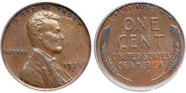 1 Цент США (1776 - ) Бронза Авраам Линкольн (1809-1865)