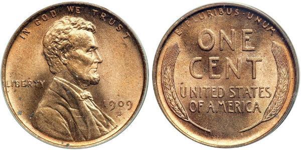 1 Цент США (1776 - ) Бронза Авраам Линкольн (1809-1865)