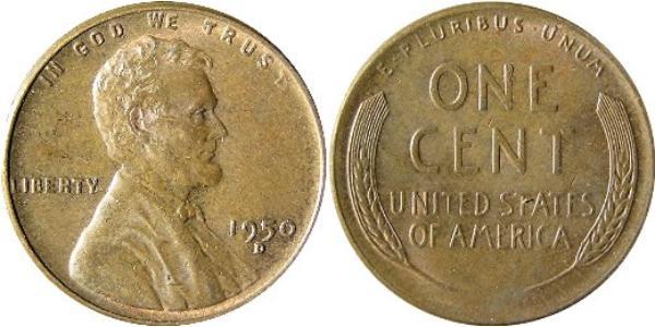 1 Цент США (1776 - ) Бронза Авраам Линкольн (1809-1865)