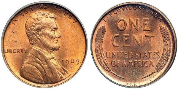 1 Цент США (1776 - ) Бронза Авраам Линкольн (1809-1865)