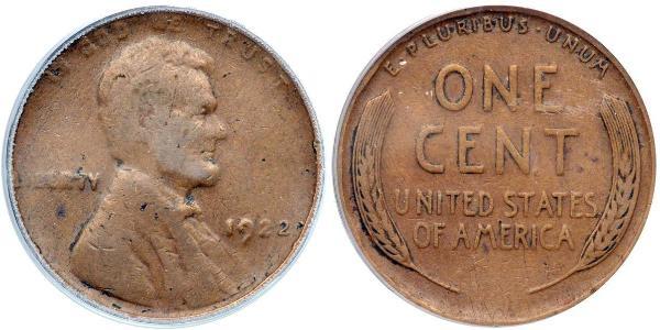 1 Цент США (1776 - ) Бронза Авраам Линкольн (1809-1865)