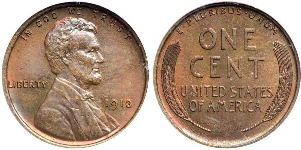 1 Цент США (1776 - ) Бронза Авраам Линкольн (1809-1865)